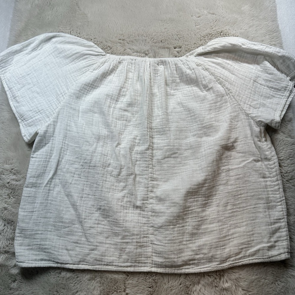 Faherty Organic Cotton Embroidered Boho Trapeze Top Oversized‎ Sz M - Picture 4 of 10